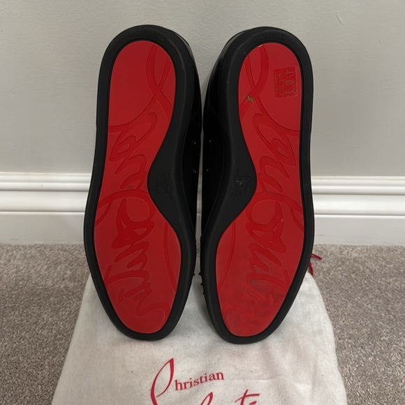 MENS CHRISTIAN LOUBOUTIN BLACK SPIKES SNEAKERS SIZE 45 1/2 - Picture 4 of 6